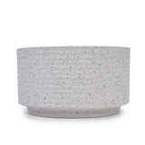 Handmade Ceramic Planter Set of 2, 11" & 8" Diameter, White with Vertical Ridges, for Aquatic Plants W3273P322550
