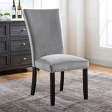 ZNTS Attractive Set of 2pc Side Chairs Dining Room Furniture Gray Flannelette Seat Nailhead Trim Kitchen B011P246253