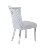 ZNTS Eva 2 Piece Stainless Steel Legs Chair Finish with Velvet Fabric in Silver 733569295678