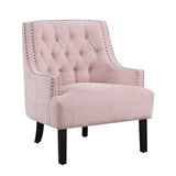 Modern Traditional Accent Chair Pink Chenille Upholstery Button-Tufted Solid Wood 1pc Living Room B011P182661
