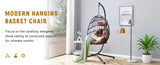 Indoor Outdoor Egg Swing Chair with Stand, Patio Grey Wicker Rattan Hanging Chair with Rope Back, W2920P281902