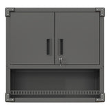 ZNTS Metal Wall-Mounted Tool Storage Cabinet with Locking Door and 1 Shelf 1 Opened Drawer for Garage 04205026