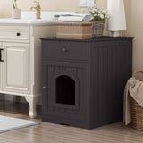 Wooden Pet House Cat Litter Box Enclosure with Drawer, Side Table, Indoor Pet Crate, Cat Home 42803098