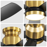 42 Inch Flush Mount Ceiling Fans with LED Light 22W and Remote Control 5 ABS Fan Blades for Bedroom W934P303155