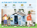 Wooden Outdoor Playhouse for Kids, with Flower Pot Holders, Door, Windows & Service Window for Ages 08532742