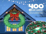 60in Pre-Lit Outdoor Christmas Wreath Decoration, LED Metal Holiday Decor for Home Exterior, Garden 45873341