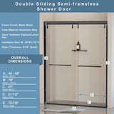 ZNTS 44-48 in. W x 76 in. H Semi-Frameless Shower Door, Double Sliding Shower Door, 5/16" Clear W1920P182242