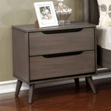 Mid-Century Modern Gray Color 1pc Nightstand Bedroom Furniture Solid wood Round Tapered Legs B011P236772