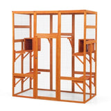 Large Cat Enclosure with 5 Perches, 2 Condos and 1 Lockable Door, Orange W2181P160607
