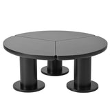ON-TREND 39.4'' Easy Assembly Round Petal-Shaped Coffee Table, Cream Style Center Table with 3 N721P190396B