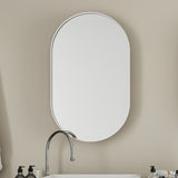 20x34 Inch Oval Recessed Medicine Cabinet, Metal Framed Bathroom Wall Cabinet with Mirror and W1435P201161