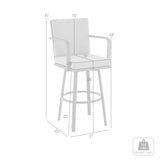 Don 26" Outdoor Patio Swivel Counter Stool in Black Aluminum with Gray Cushions B2736P268522