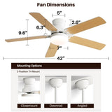 Energy Saving 42 Inch Ceiling Fan 5 Blades Noiseless Reversible Dc Motor Remote Control With Led W934P200086