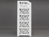 5 Tiers White Shoe Rack, Wood-plastic Board Carved Hollow Shoe Storage Rack, Waterproof Damp Proof 20738386