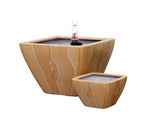 2-Pack Smart Self-watering Planter Pot for Indoor and Outdoor - Light Wood - Square Cone B046P144623