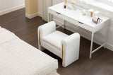 031-Teddy Fabric Single Bench Shoe Bench Makeup Bench For Bedroom Indoor,Ivory W527122003