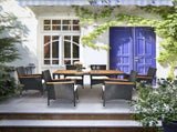7 Piece Patio Dining Set, Outdoor Patio Conversation Set with Acacia Wood Table Top and Rattan 57865611