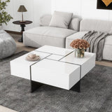 ZNTS ON-TREND Unique Design Coffee Table with 4 Hidden Storage Compartments, Square Cocktail Table with WF305182AAK