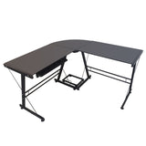 L-Shaped Durable Stalinite Splicing Computer Desk 402C Black 77159761