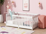 Twin Size Floor Bed with Fence without Door, Rubber Wood Floor Bed with Safety Guardrails,White W504P429335