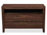 Brown P2 density board solid wood veneer frame 75*40*61CM two drawers with upper compartment 38698742