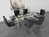 PrimeNest Noblesse Collection Upholstered Silver Legged Dining Chair, Set of 2, Grey B030P286149