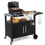 ZNTS Outdoor Grill Cart with Storage, Rolling Bar Cart Movable Kitchen Island for BBQ, Patio Dining Cart 64945841