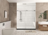 Frameless shower door 56-60 "W x 76" H, 1/4 " Clear Tempered Glass, Explosion Proof Film, W1675P306990