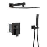 Dual Shower Head - 10 Inch Wall Mounted Square Shower System with Rough-in Valve, Oil Rubber Bronze W124357632