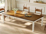 TREXM Traditional Rectangular Dining Table with Framed Wood Top and Turned Legs for Dining Room & N715P503381N