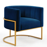 ZNTS Upholstered Velvet Accent Chair with Golden Metal Stand,Mid-Century Living Room Leisure Chair with W2186137439