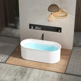 67" Acrylic Freestanding Bathtub-Acrylic Soaking Tubs, Fluted style-Gloss White Freestanding Bathtub W2568P166155