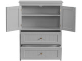 2-Drawer 2-Cabinet-Door Vertical-Grain MDF Painted Bathroom Cabinet 23.62*11.81*43.31in Grey 90972557
