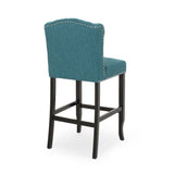 Vienna Contemporary Fabric Tufted Wingback 31 Inch Counter Stools, Set of 2, Teal and Dark Brown 64856.00T