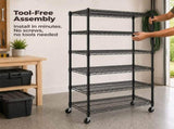 5 Tier Heavy Duty Adjustable Metal Shelf with Wheels, No-Tool Assembly, Suitable for Garages, 27588500