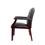 ZNTS Leather Reception Guest Chairs W/Padded Seat and Arms Ergonomic Mid-Back Office Executive Side Chair W133356881