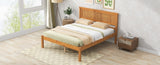 ZNTS Platform Bed Frame with Headboard, Wood Slat Support, No Box Spring Needed, Full, Oak 00265555