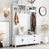 ON-TREND Modern Style Hall Tree with Storage Cabinet and 2 Large Drawers, Widen WF306450AAK