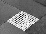 6 Inch Square Shower Drain with Removable Square Patterned Grate, 304 Stainless Steel with Flange 49499527