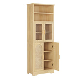 4 doors 6 layers with rattan surface Triamine board veneer 60*30*170cm display cabinet original wood 16373910