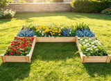 Solid Fir Wood Raised Garden Bed, 5-in-1 Combined Planting Planter Box with Dovetail Joints, 98797104
