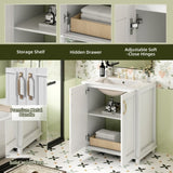 30 Inch Bathroom Vanity with Ceramic Sink, Freestanding Bathroom Vanity Set with Hidden Drawer, N710P192538K