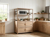 Tall Storage Cabinet with Open Shelving, 35.00" W x 16.73" D x 68.11" H, Freestanding Wood-Grain W3895P551342