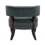 Elegant Style Accent Chair Dark Gray Velvet Upholstery Barrel-Back Solid Wood Luxury Living Room B011P315635