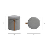 Brandy 14" Round Upholstered Storage Ottoman with Leather Accent, Uptown Gray B2719P269256