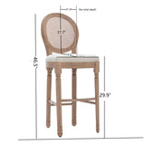 ZNTS Hengming French Country Wooden Barstools Rattan Back With Upholstered Seating , Beige and Natural W21236874