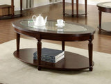 ZNTS Transitional 1pc Coffee Table Dark Cherry Open Bottom Shelf Beveled Glass Top Turned Legs Living B011P144698