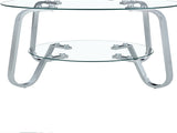 Minimalist style metal frame double-layer tempered glass coffee table, size 31.5 * 31.5 * 17.7 80572019