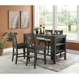 Rectangle Wooden Counter Height Dining Table with Storage in Black B01682186