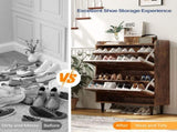 2-Drawer Top-Mounted Barn Door Shoe Cabinet Melamine Board Embossed MDF Shoe Cabinet 98843919